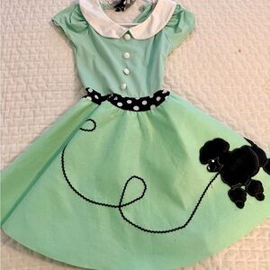 Weissman Girls Mint Green Poodle 50’s Style Dress with White Accents